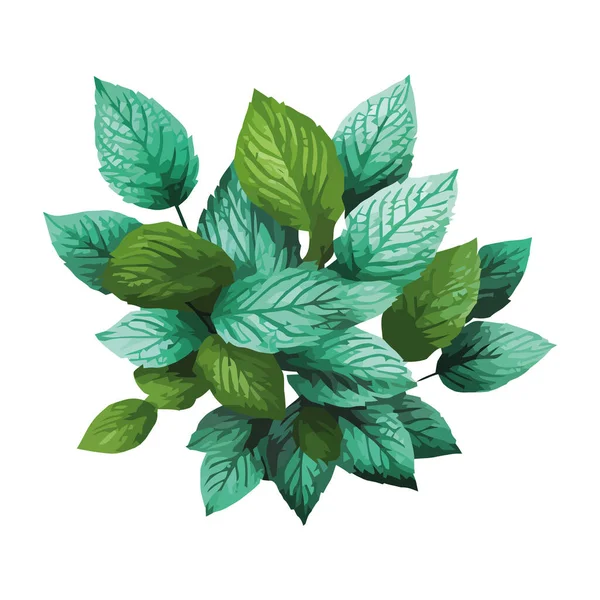 Frisch Grüne Blätter Auf Baumzweig Vektor Illustration Symbol Isoliert — Stockvektor