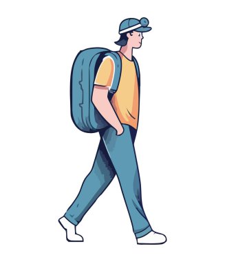 Sırt çantası taşıyan çocuk hızla tek başına yürüyor.