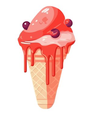 Tatlı yaz ziyafeti gurme dondurma taze çilek soslu yalıtılmış