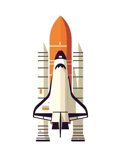 Nave Espacial Voladora Simboliza Progreso Exploración Espacial Aislada — Vector de stock