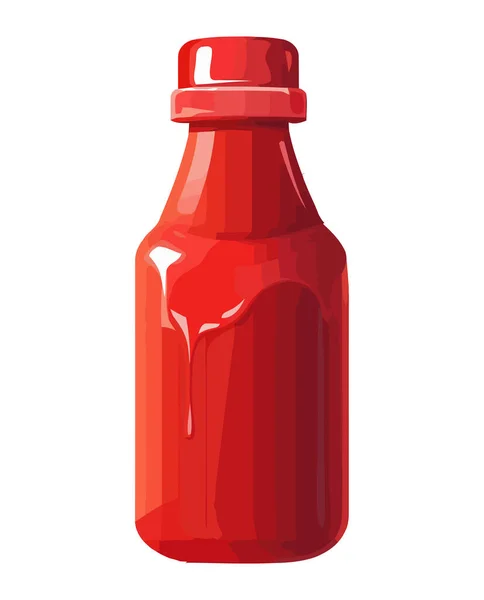 Red Sauce Bottled Gourmet Ingredient Isolated — Stock Vector