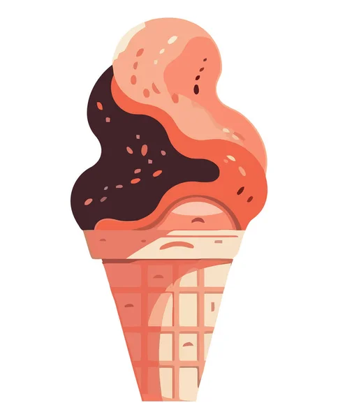 Ice Cream Cone Sweet Summer Snack Isolated — Stock Vector
