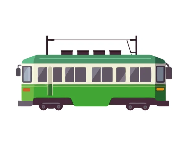 Grüne Straßenbahn Isoliert Symbol Isoliert — Stockvektor