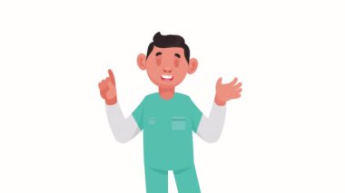 Genç erkek doktor karakter animasyonu 4k video animasyonu