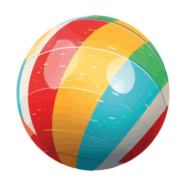 Beyaz arkaplan simgesindeki çizgili top oyuncağı izole edildi