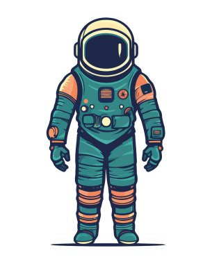 Uzay giysisinin içinde duran fütürist astronot cyborg
