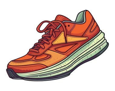 Spor ayakkabısı turuncu çizim biçimi izole