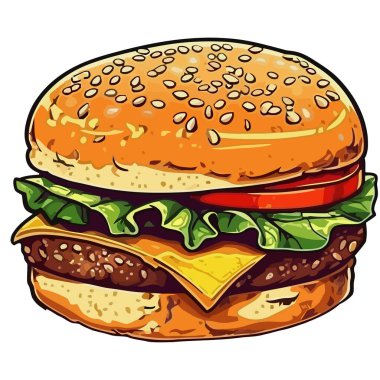 Izgara çizburger, taze sebzelerle izole edilmiş.