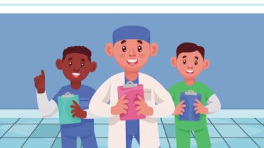 Erkek doktor kadrosu karakter animasyonu 4k video animasyonu