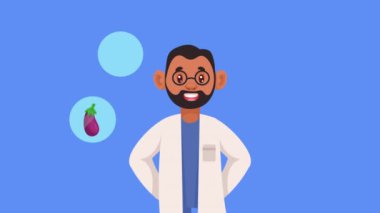 sakallı erkek doktor karakter animasyonu 4k video animasyonu