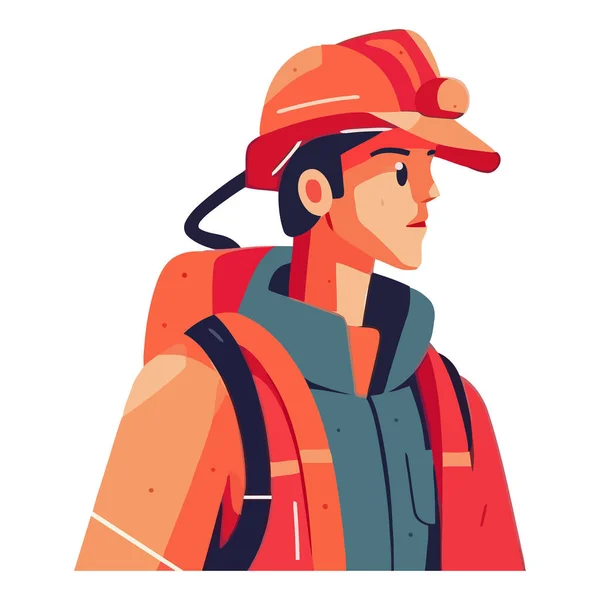 Héros Pompier Avec Casque Équipement Caractère Isolé — Image vectorielle