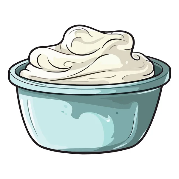 Färsk Ekologisk Yoghurt Porslin Ett Hälsosamt Mellanmål Isolerat — Stock vektor