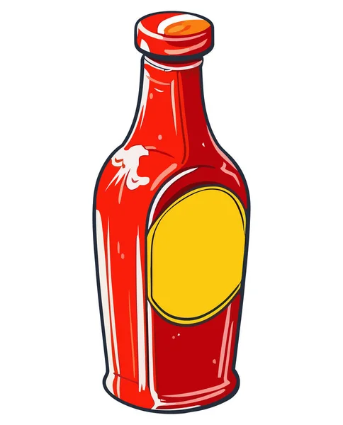 Röd Ketchup Flaska Gourmet Ingrediens Isolerad — Stock vektor