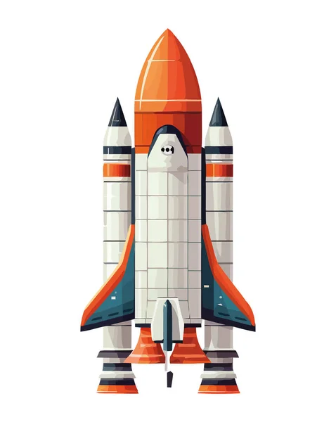 Cohete Volando Escena Espacial Aislado — Vector de stock