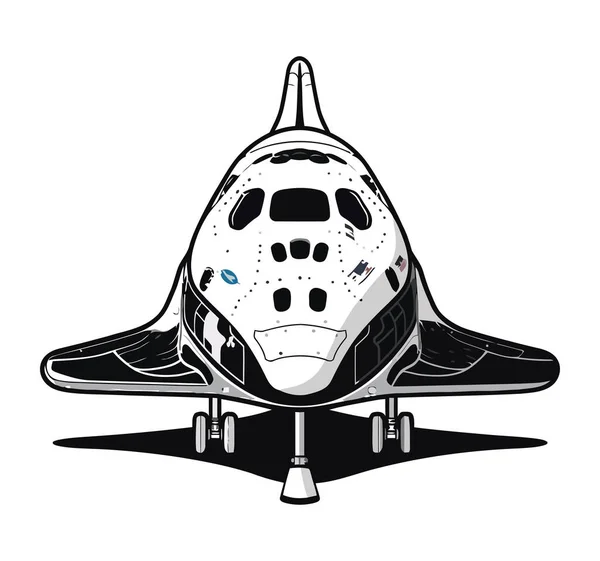 Nave Espacial Futurista Vehículo Espacial Monocromo Aislado — Archivo Imágenes Vectoriales