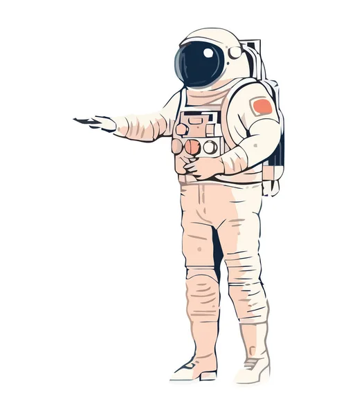 Astronauta Futurista Pie Con Equipos Aislados — Archivo Imágenes Vectoriales