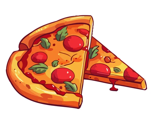 Изолированная Свежеиспеченная Пицца Гурманов Мясом Сыром Моцарелла — стоковый вектор