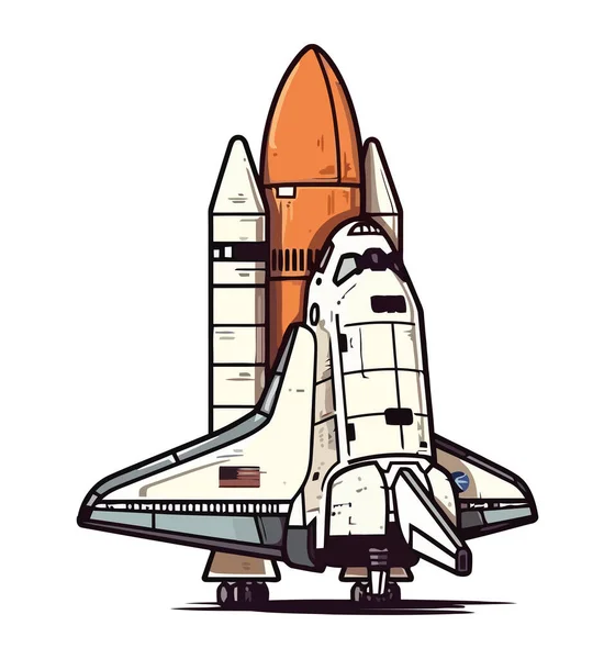 Nave Espacial Futurista Despegando Con Llamas Ardientes Aisladas — Archivo Imágenes Vectoriales