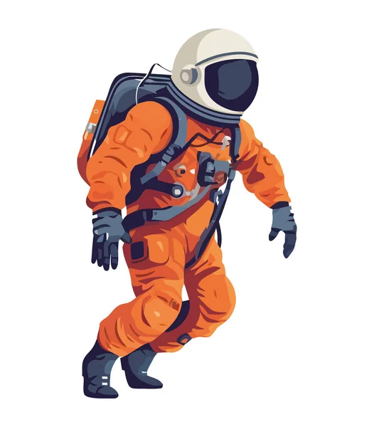 オレンジの宇宙服を着た宇宙飛行士が — ストックベクタ