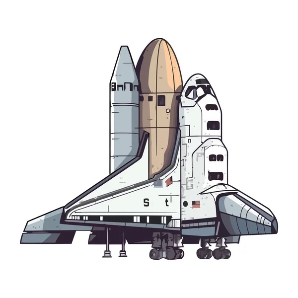 Φουτουριστικό Διαστημόπλοιο Για Επιτυχημένα Διαστημικά Ταξίδια Απομονωμένο — Διανυσματικό Αρχείο