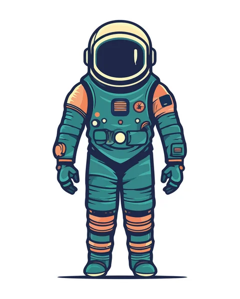 Uzay Giysisinin Içinde Duran Fütürist Astronot Cyborg — Stok Vektör