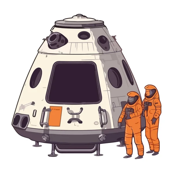 Astronauti Kosmickými Obleky Izolovanými Kapslemi — Stockový vektor