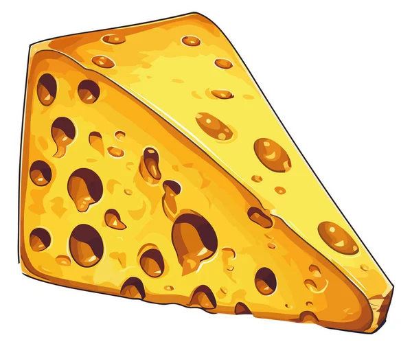 グルメスナックチェダーチーズの新鮮なスライスを隔離 — ストックベクタ