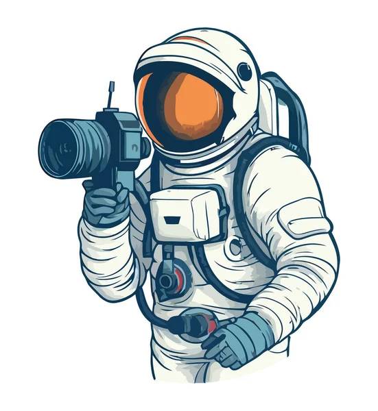 Astronauta Con Traje Espacial Usando Cámara Aislada — Archivo Imágenes Vectoriales