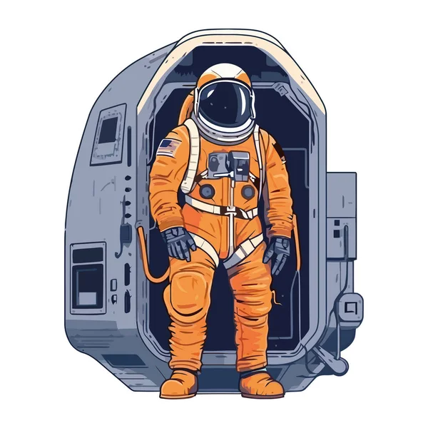 Astronauta Con Traje Espacial Cápsula Aislada — Archivo Imágenes Vectoriales