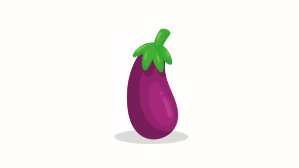 Taze Patlıcan Sebze Sağlıklı Yiyecek Animasyon Video Animasyonu — Stok video