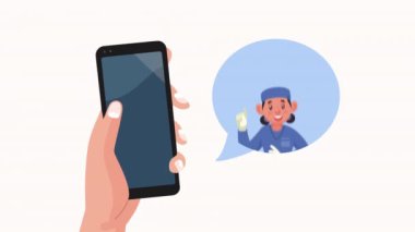 akıllı telefon karakteri animasyon 4k video animasyon kadın doktor