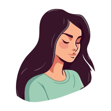 Uzun saçlı neşeli yetişkin bir kadın.