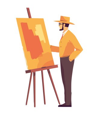 Tripod sehpasında sunum yapan adam izole edilmiş halde başarılı olur.