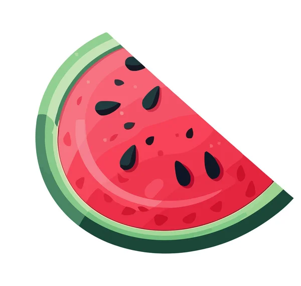 Saftige Wassermelonenscheibe Eine Erfrischende Gesunde Ernährung Isoliert — Stockvektor