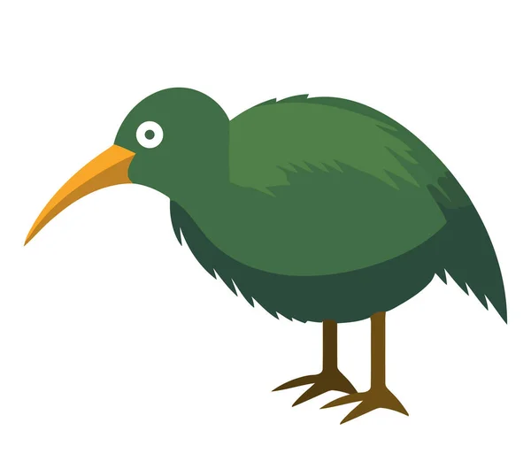 Oiseau Mignon Avec Bec Plume Isolé — Image vectorielle
