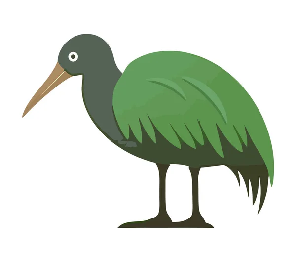 Oiseau Plumes Vertes Sauvage Isolé — Image vectorielle