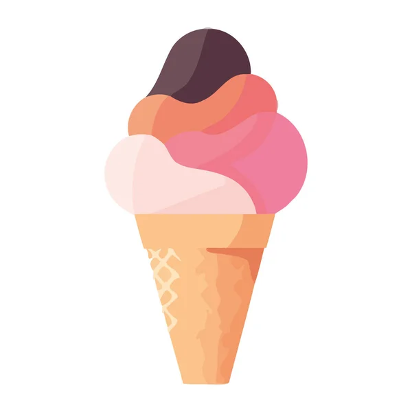 Cônes Crème Glacée Sucrée Motif Multicolore Isolé — Image vectorielle
