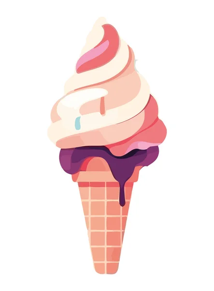 带有巧克力味的甜甜的冰淇淋蛋卷 — 图库矢量图片