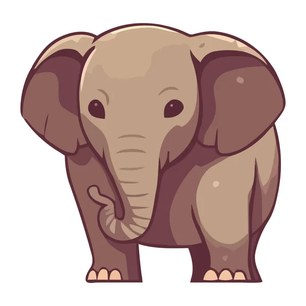 Cheerful Elephant Walking Heavy Trunk Tusk Isolated — Stock Vector