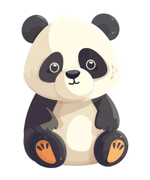 Radosna Panda Siedzi Miś Odizolowany — Wektor stockowy