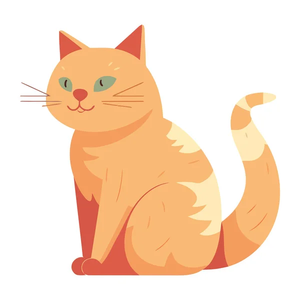 Lindo Gatito Sentado Adorable Mascota Aislado — Archivo Imágenes Vectoriales