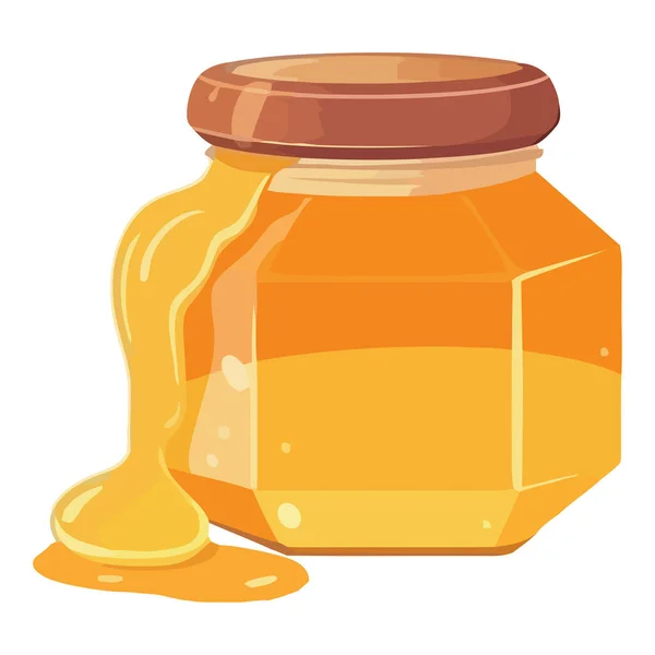 把新鲜的有机蜂蜜放在隔离的罐子里 — 图库矢量图片