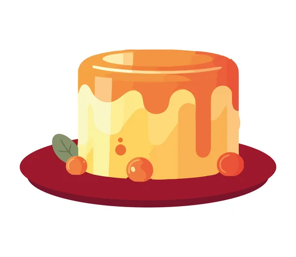 フルーツの装飾が隔離された手焼きチョコレートケーキ — ストックベクタ