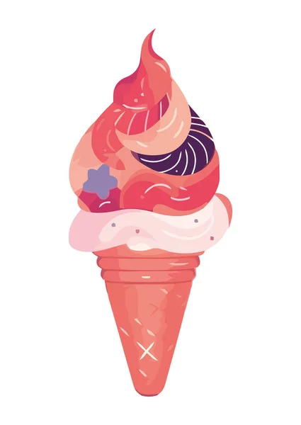 Sweet Summer Treat Ice Cream Sundae Celebration Isolated — Stock Vector