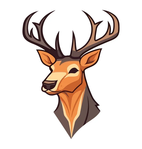 Hunter Trophy Cute Deer Horned Isolated — Stock Vector