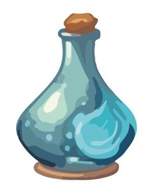 Mavi iksir ikonu izole edilmiş şişe