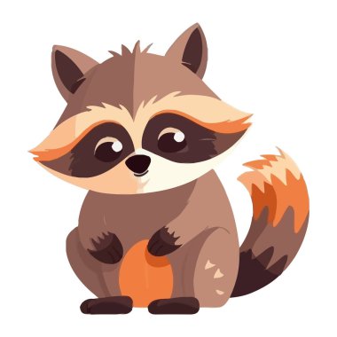 Doğada yalnız oturan sevimli rakun.