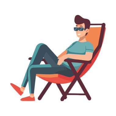 Bir kişi izole edilmiş modern bir sandalye ikonunda oturuyor.