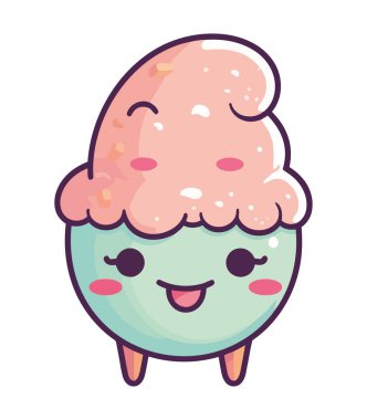 Tatlı Kek Kawaii tarzı karakter izole