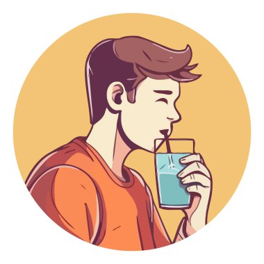 Neşeli bir çocuk yalnız başına içki tutuyor.